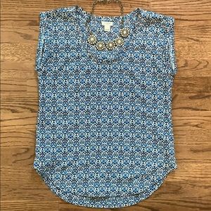 J.Crew blue patterned blouse